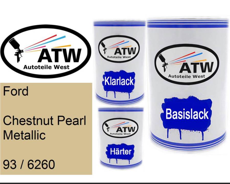 Ford, Chestnut Pearl Metallic, 93 / 6260: 500ml Lackdose + 500ml Klarlack + 250ml Härter - Set, von ATW Autoteile West.